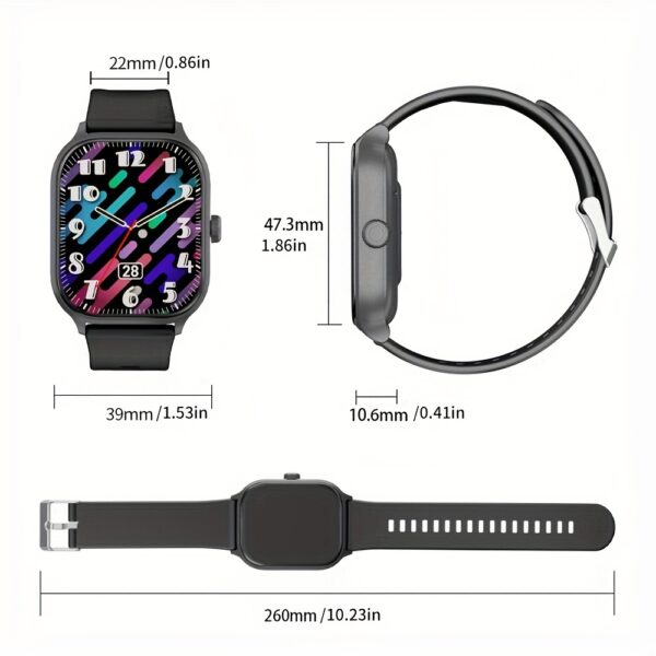 Smartwatch com tela sensível ao toque de 5,11 cm com recursos de texto e chamadas, à prova d'água IP68, para Android/IPhone, relógio de rastreamento de condicionamento físico, modo de exercício, pedômetro, distância, calorias, mais de 100 modos de exercício - Image 2