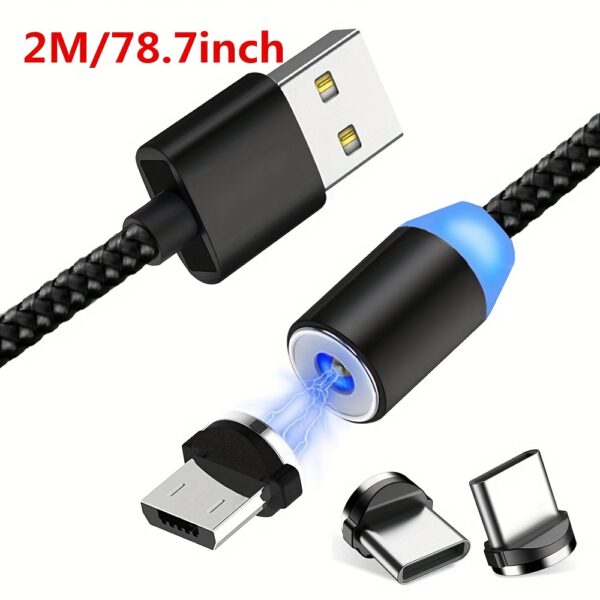 1pc Magnetic Fast Charging 3 In 1 Charge Cable For Android Type-c - Image 5