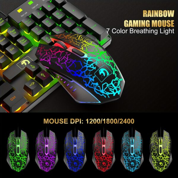 Wired Gaming Keyboard And Mouse Headset Combo, Rainbow LED Backlit Wired Keyboard, Over Ear Headphone With Mic, Rainbow Backlit Gaming Mice, Mouse Pad, for PC, Laptop, Mac, PS4, Xbox - Image 7