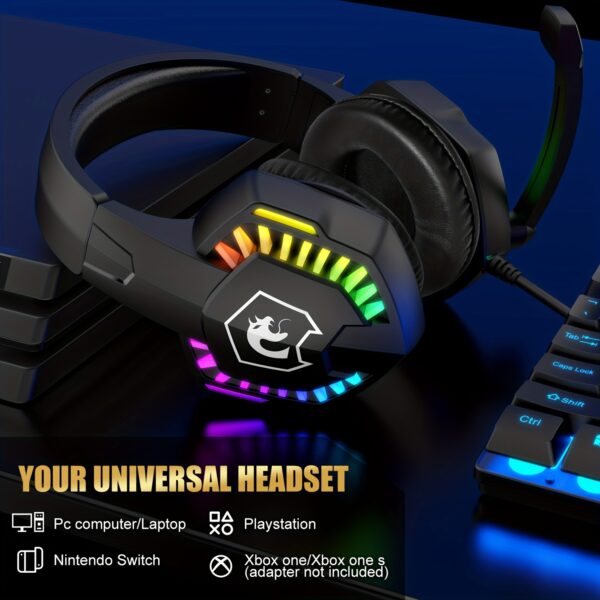 Wired Gaming Keyboard And Mouse Headset Combo, Rainbow LED Backlit Wired Keyboard, Over Ear Headphone With Mic, Rainbow Backlit Gaming Mice, Mouse Pad, for PC, Laptop, Mac, PS4, Xbox - Image 6