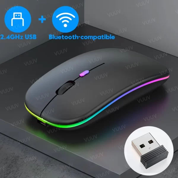 Vuuv mouse sem fio recarregável para macbook, laptop, tablet, 1600dpi, 2.4ghz, retroiluminação, bluetooth, acessórios para laptop - Image 4