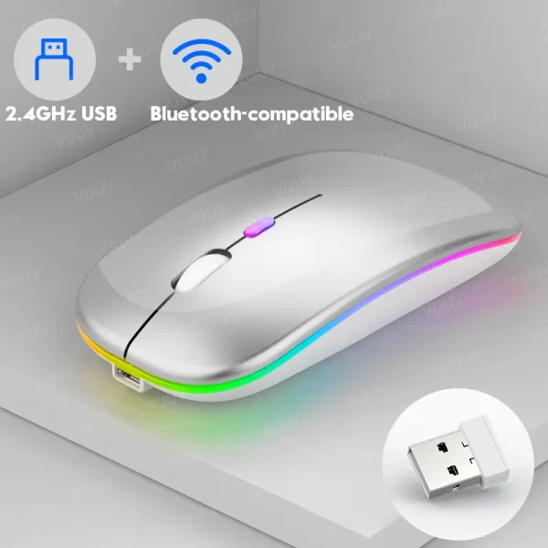 Vuuv mouse sem fio recarregável para macbook, laptop, tablet, 1600dpi, 2.4ghz, retroiluminação, bluetooth, acessórios para laptop - Image 5