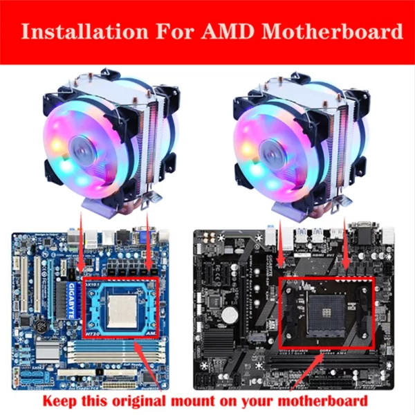 GMRGB Efficient Cooling CPU Cooler Fan 3pin For Intel LGA 1150 1151 1155 775 1200 AMD AM3 AM4 Quiet Ventilador Silent Radiator - Image 2